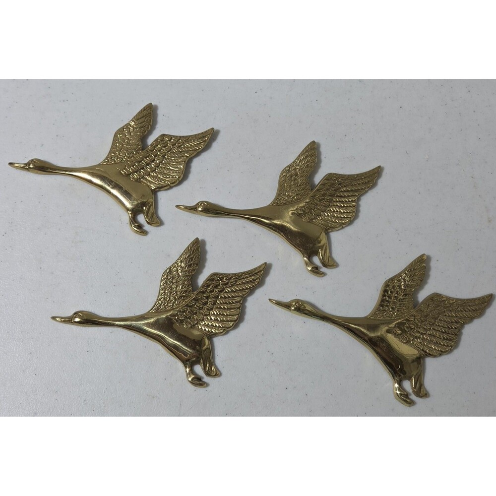 Vintage Brass Flying Geese Wall Art (Set Of 4)